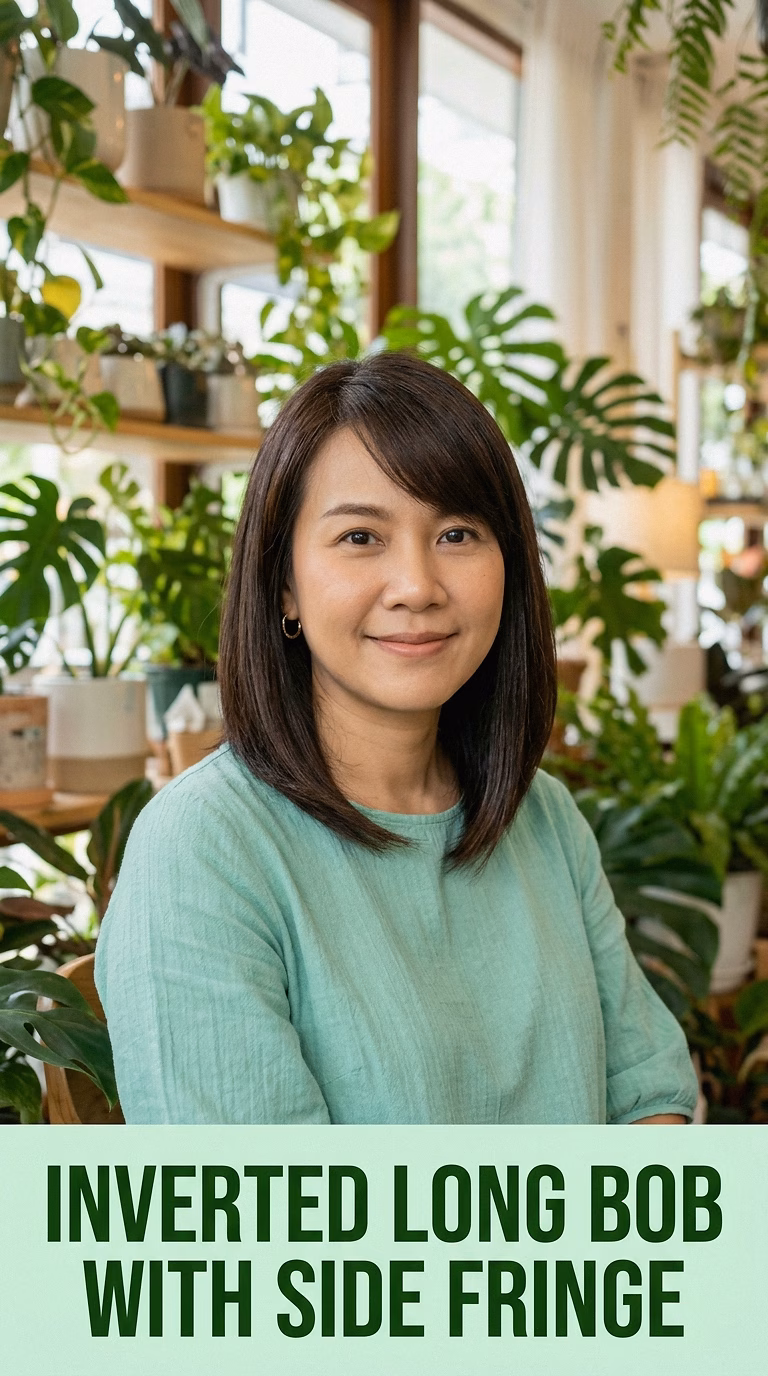 Inverted Long Bob With Side Fringe