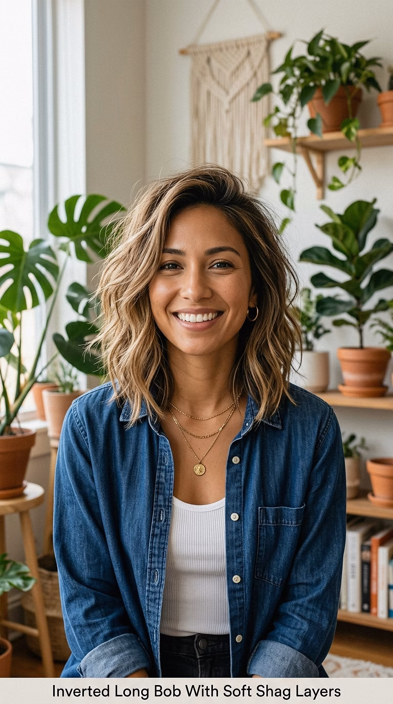 Inverted Long Bob With Soft Shag Layers