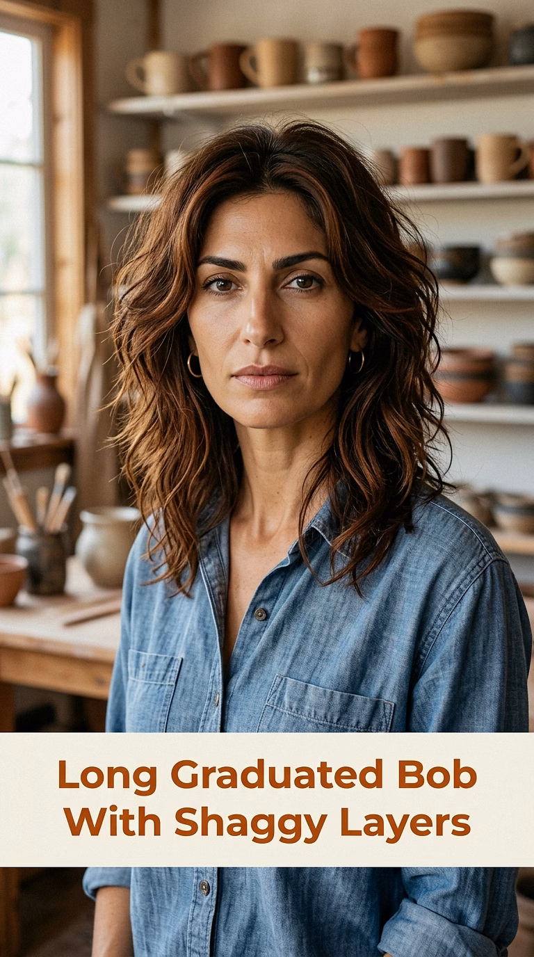 Long Graduated Bob With Shaggy Layers
