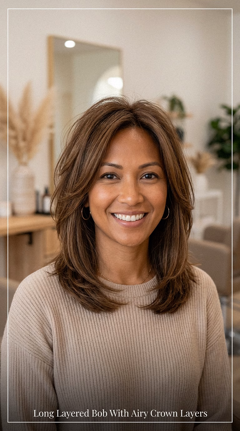 Long Layered Bob With Airy Crown Layers