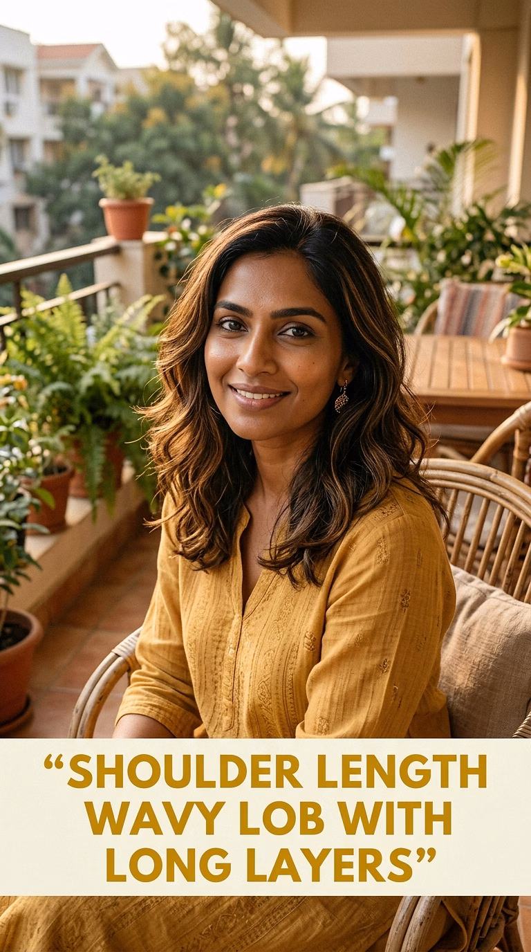 Shoulder Length Wavy Lob With Long Layers