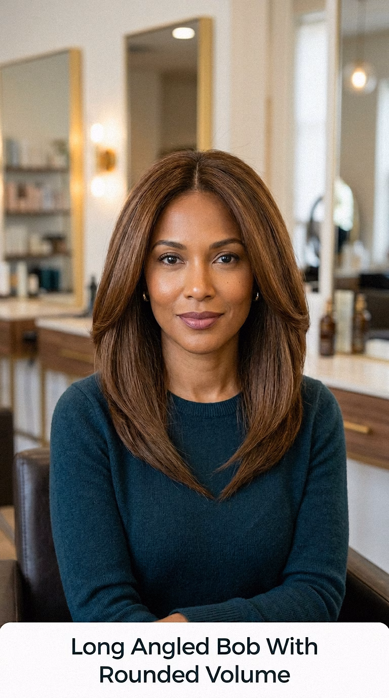 Long Angled Bob With Rounded Volume