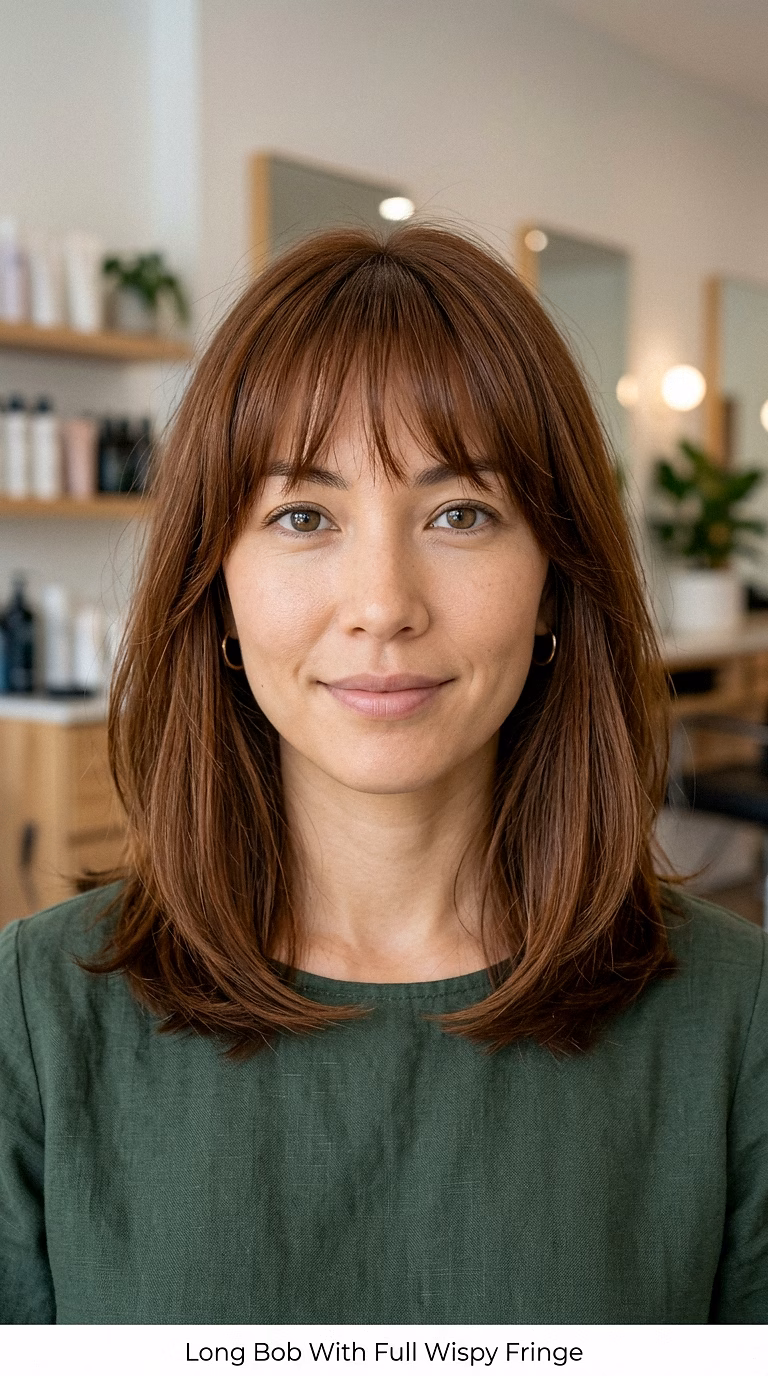 Long Bob With Full Wispy Fringe