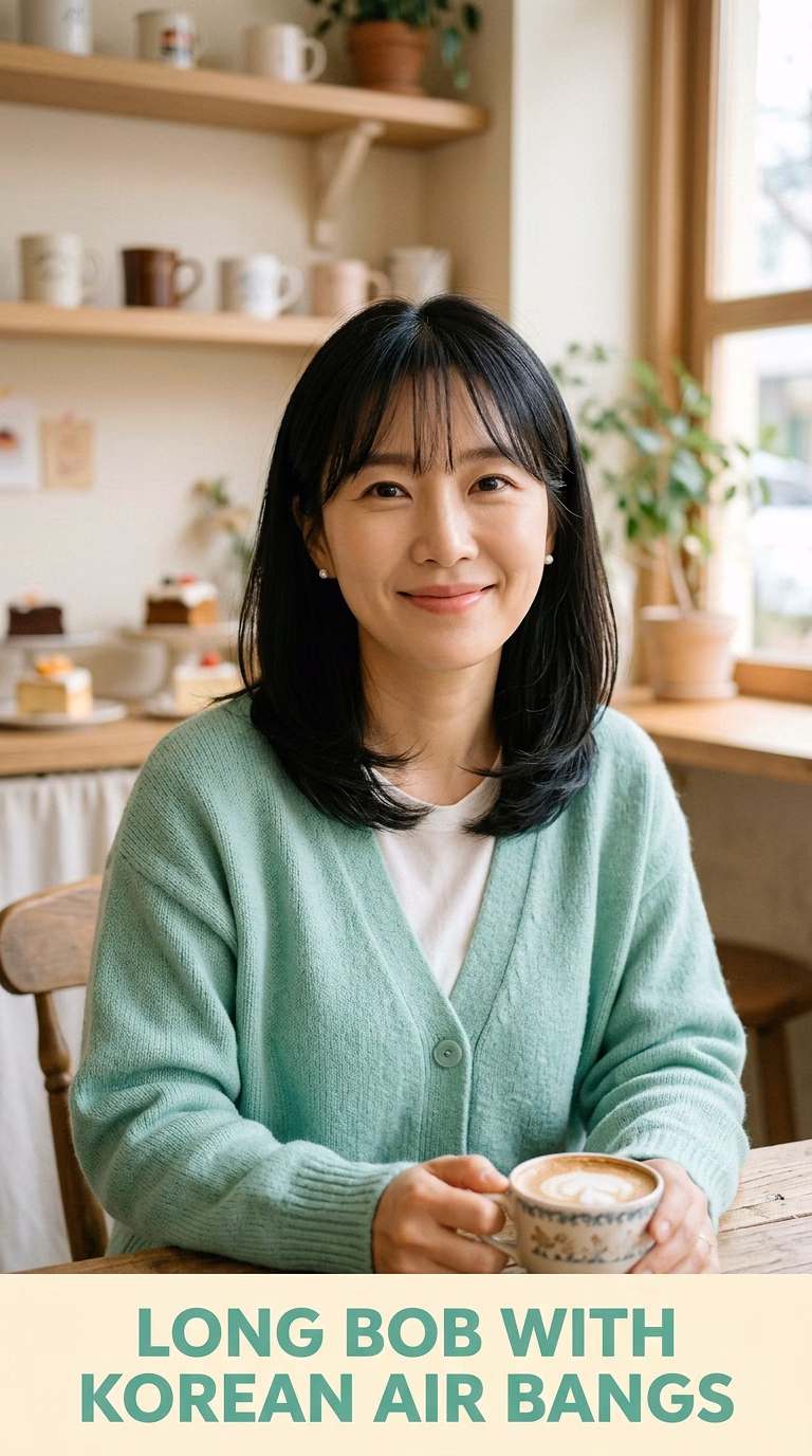 Long Bob With Korean Air Bangs