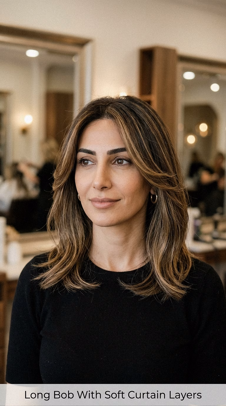 Long Bob With Soft Curtain Layers