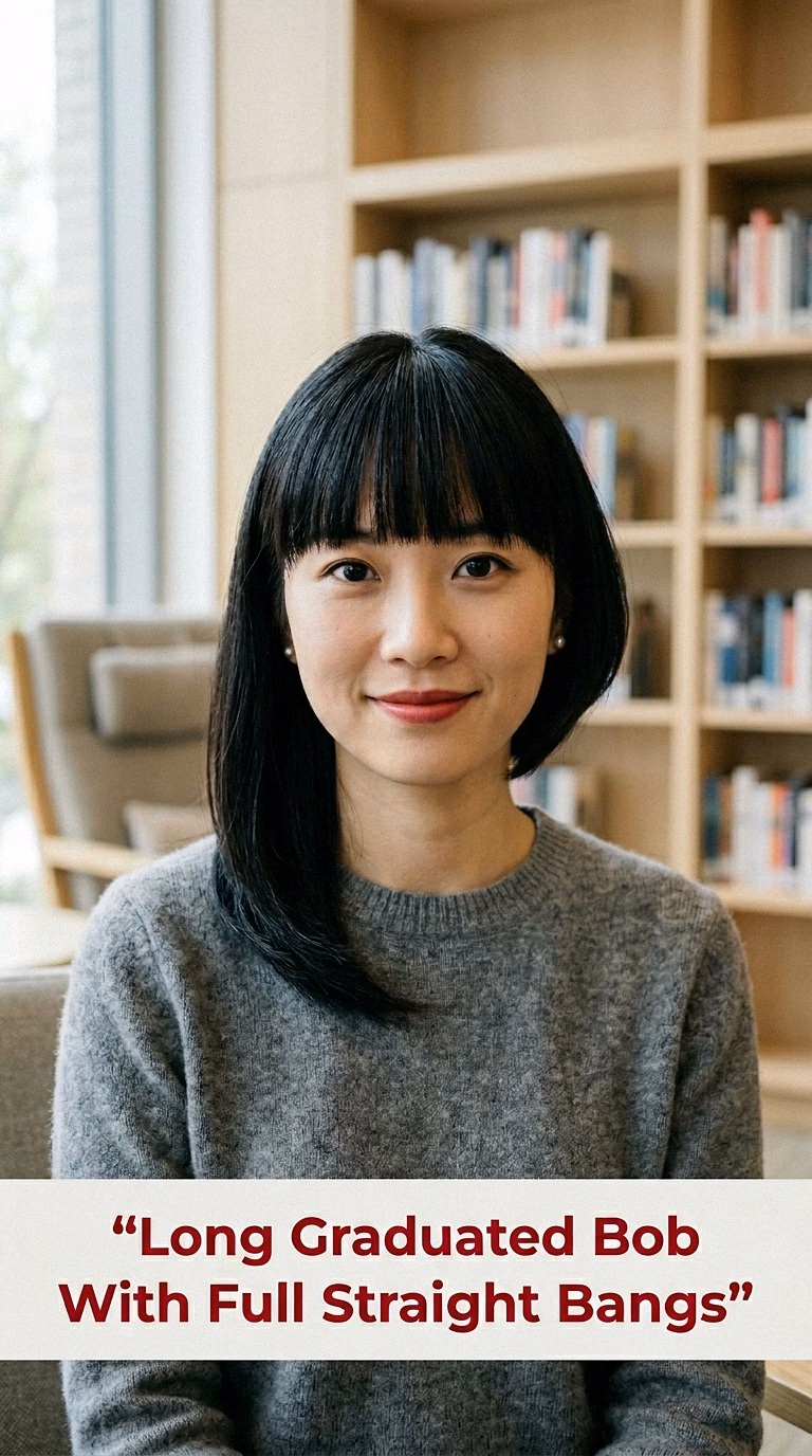 Long Graduated Bob With Full Straight Bangs