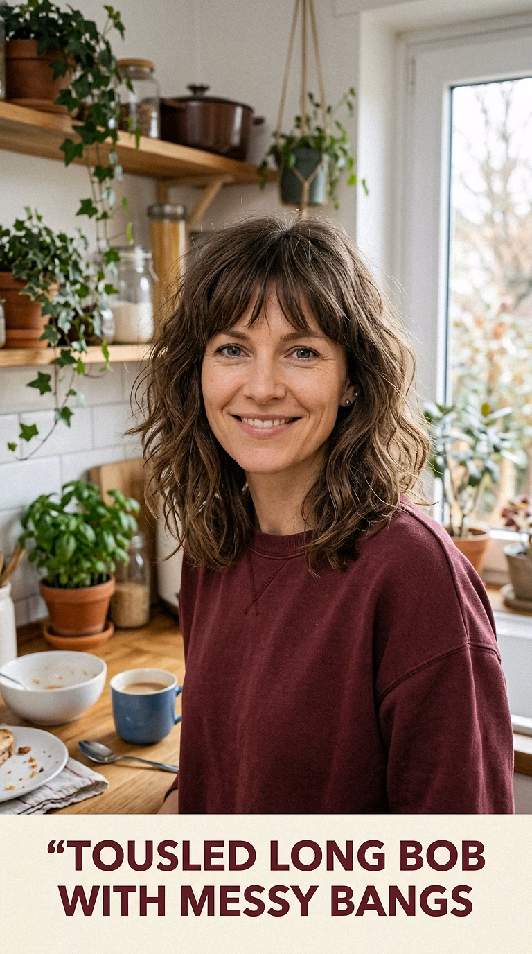 Tousled Long Bob With Messy Bangs