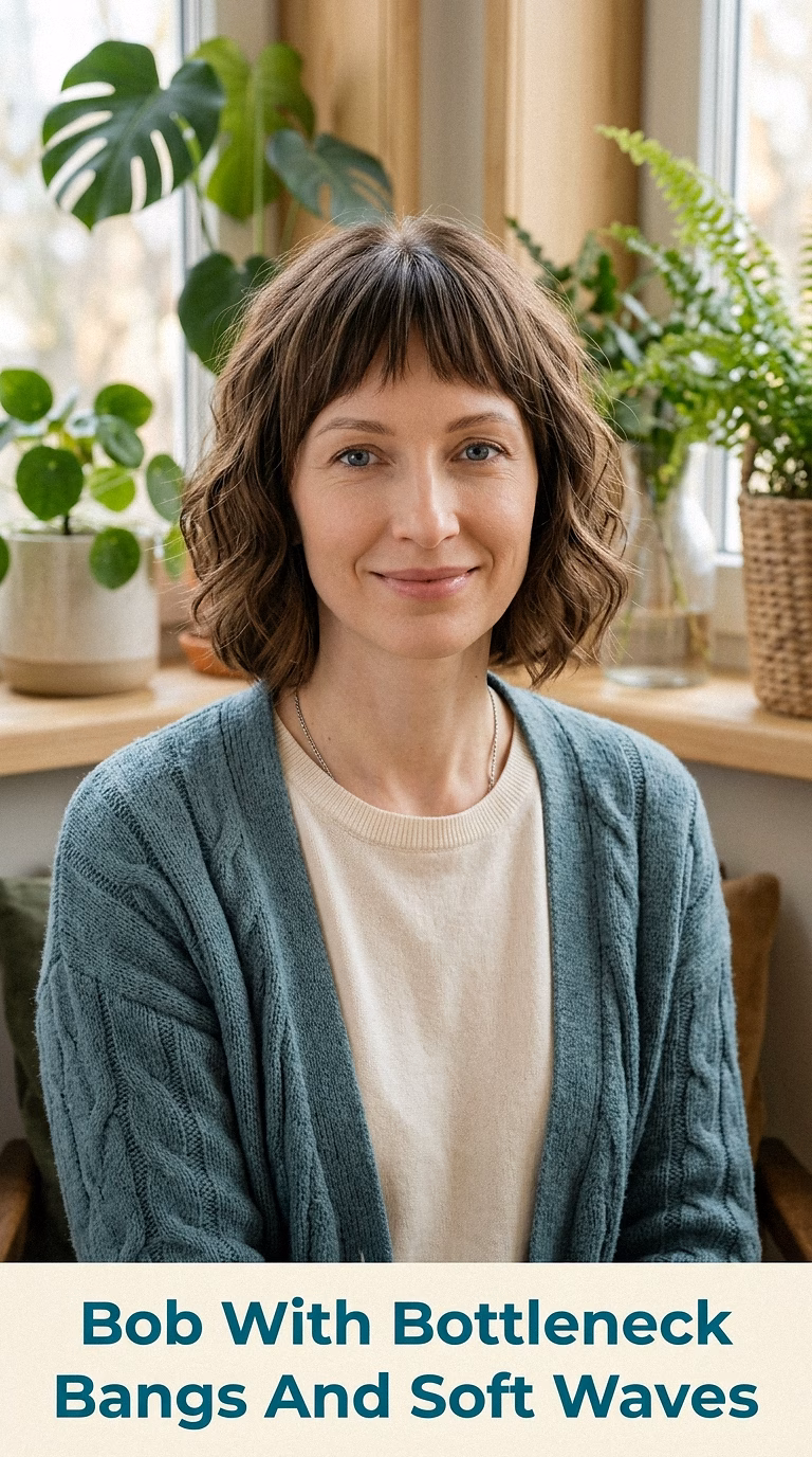 Bob With Bottleneck Bangs And Soft Waves