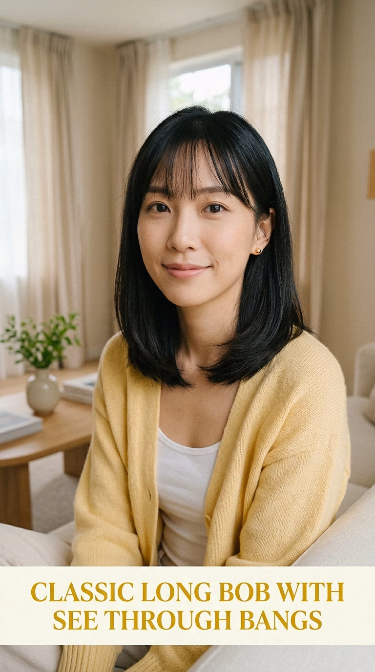 Classic Long Bob With See Through Bangs