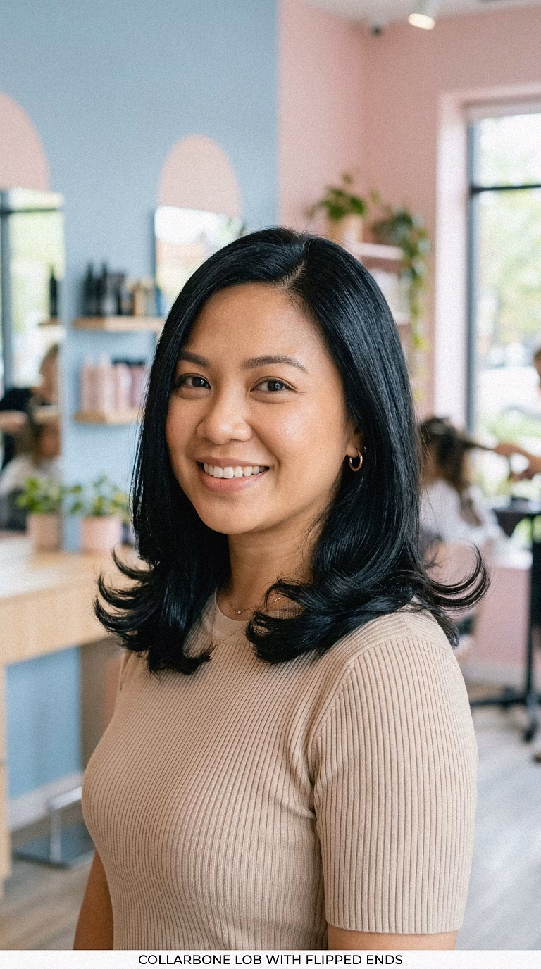 Collarbone Lob With Flipped Ends