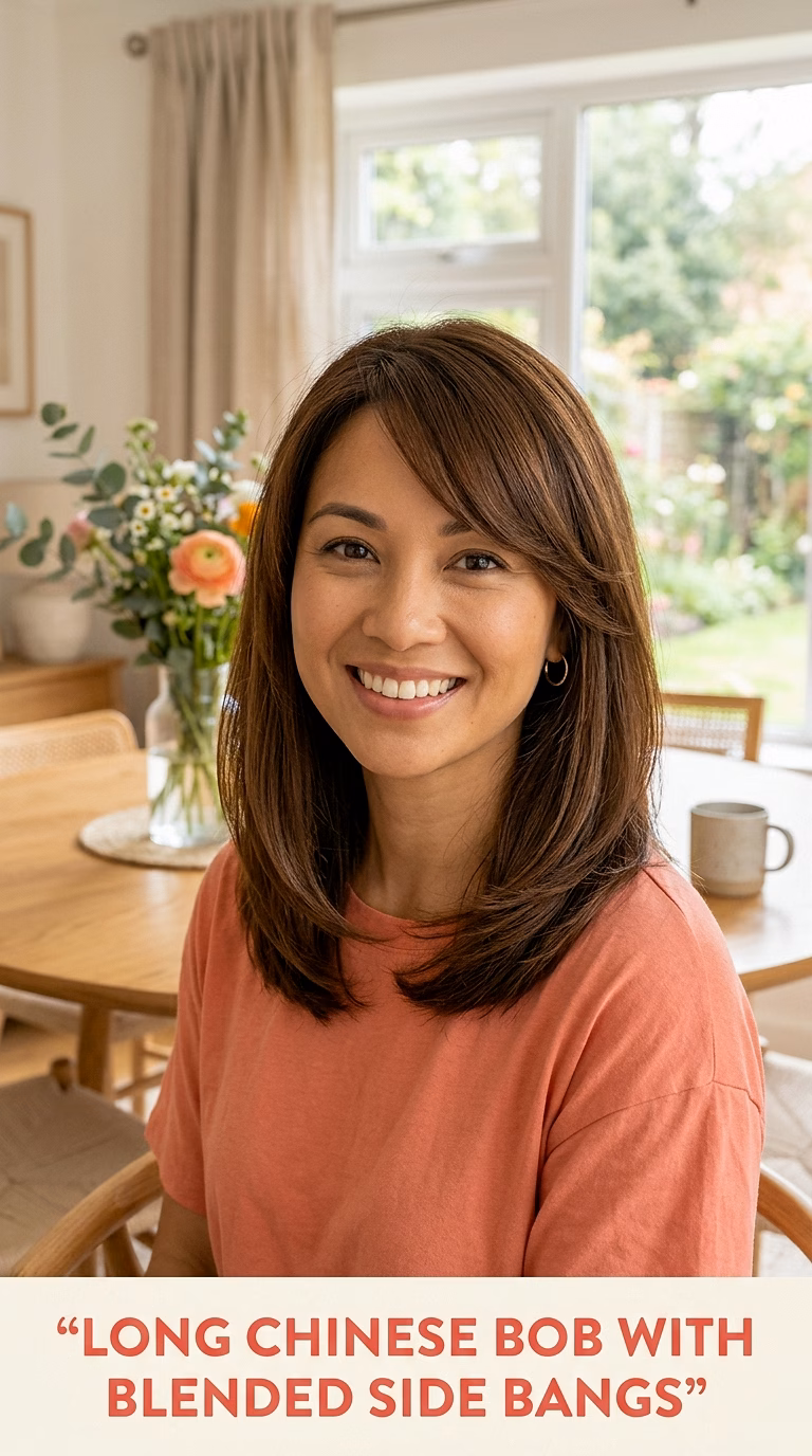 Long Chinese Bob With Blended Side Bangs