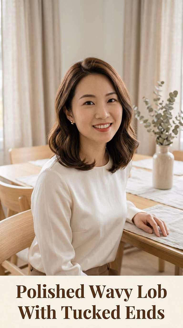 Polished Wavy Lob With Tucked Ends