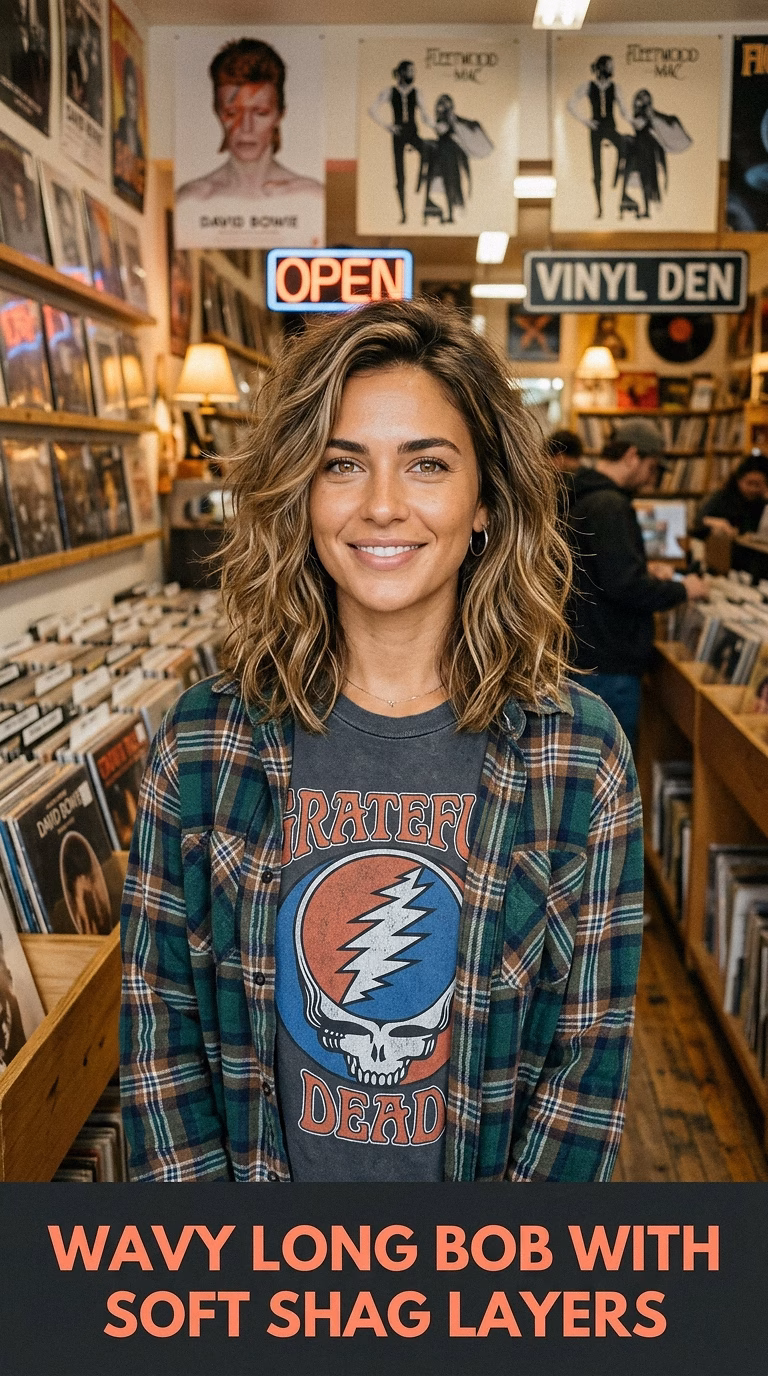 Wavy Long Bob With Soft Shag Layers