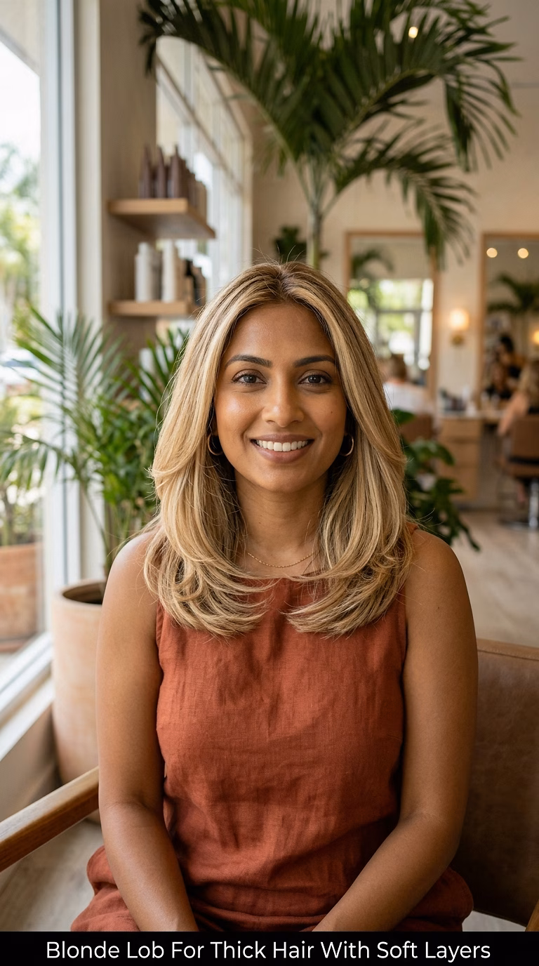 Blonde Lob For Thick Hair With Soft Layers