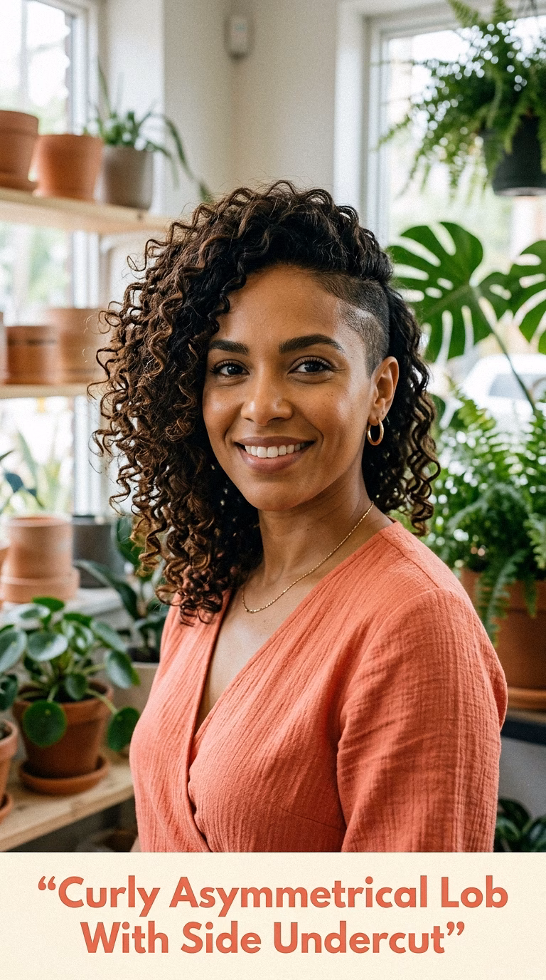 Curly Asymmetrical Lob With Side Undercut