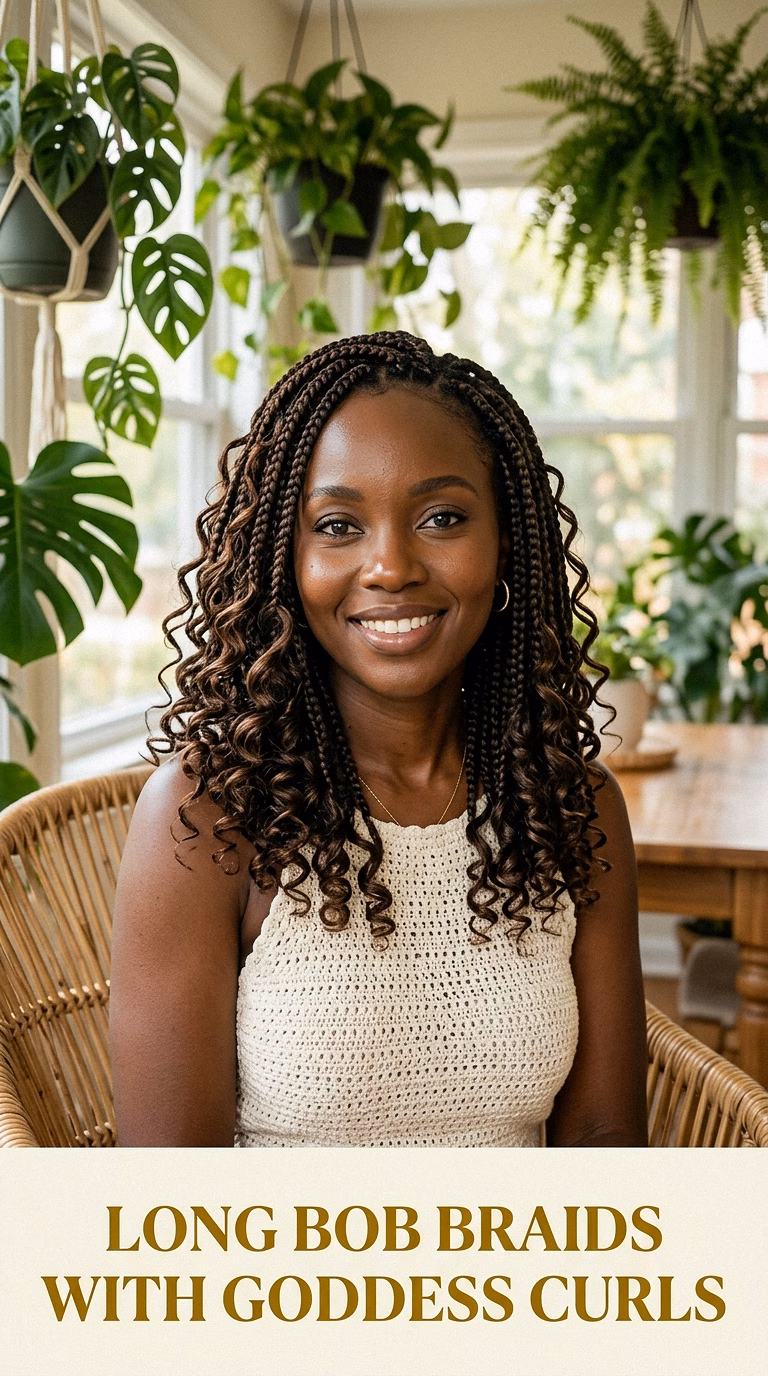 Long Bob Braids With Goddess Curls