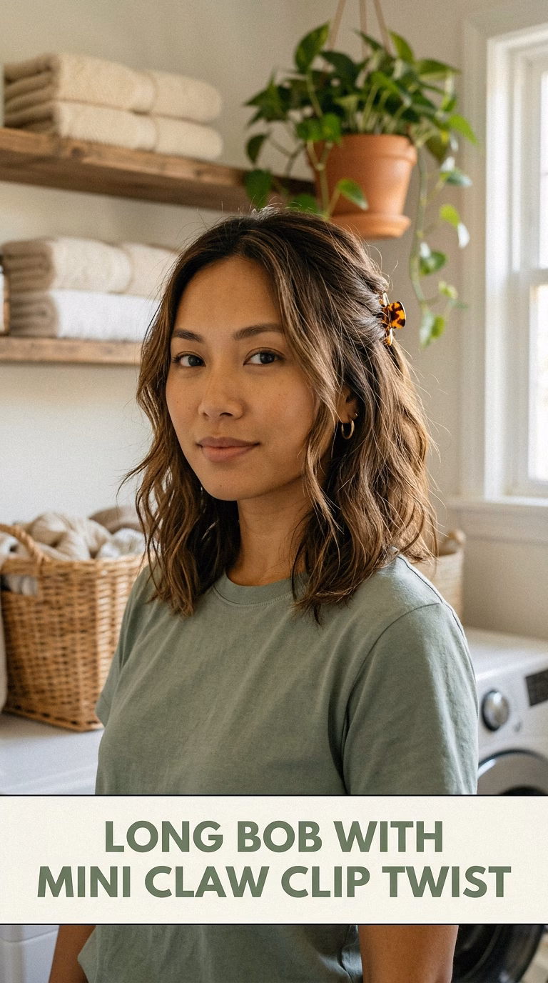Long Bob With Mini Claw Clip Twist
