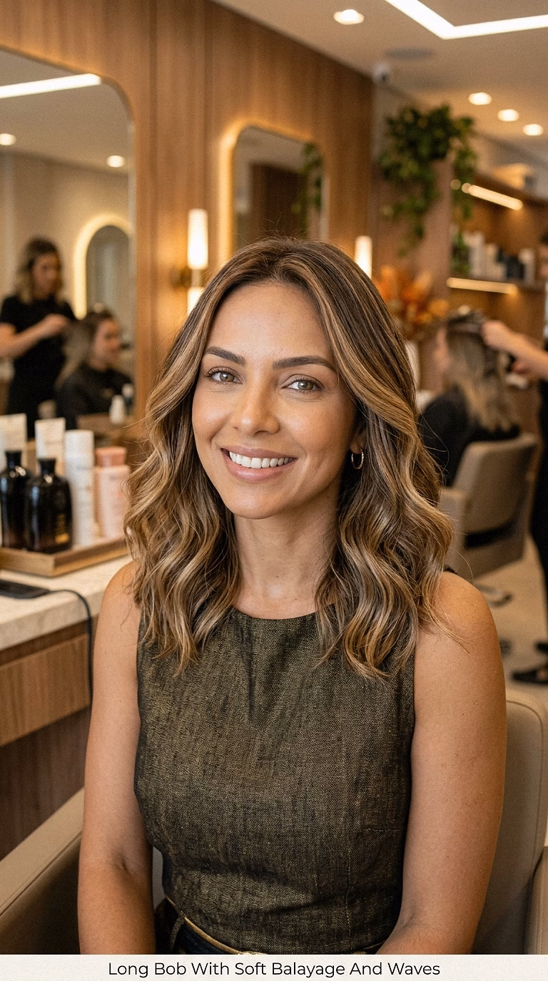 Long Bob With Soft Balayage And Waves