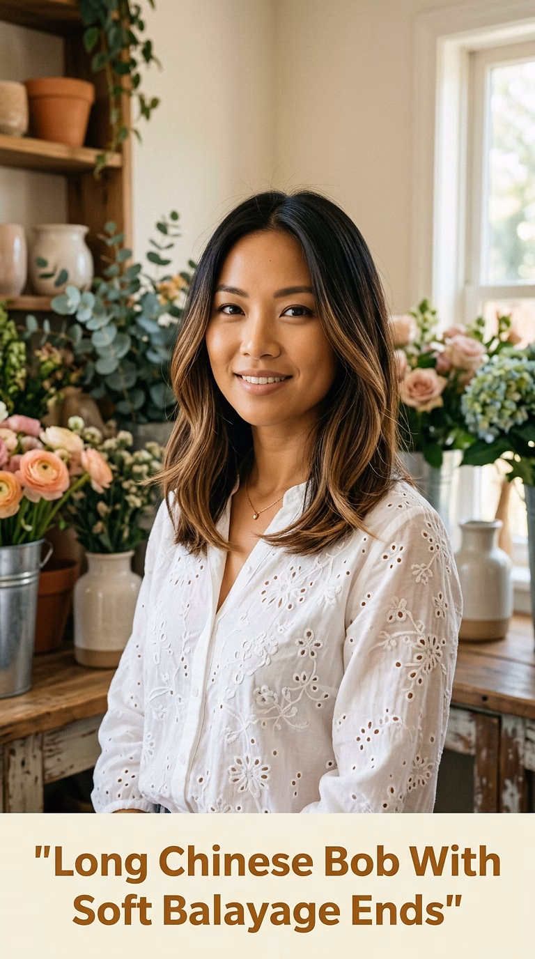 Long Chinese Bob With Soft Balayage Ends
