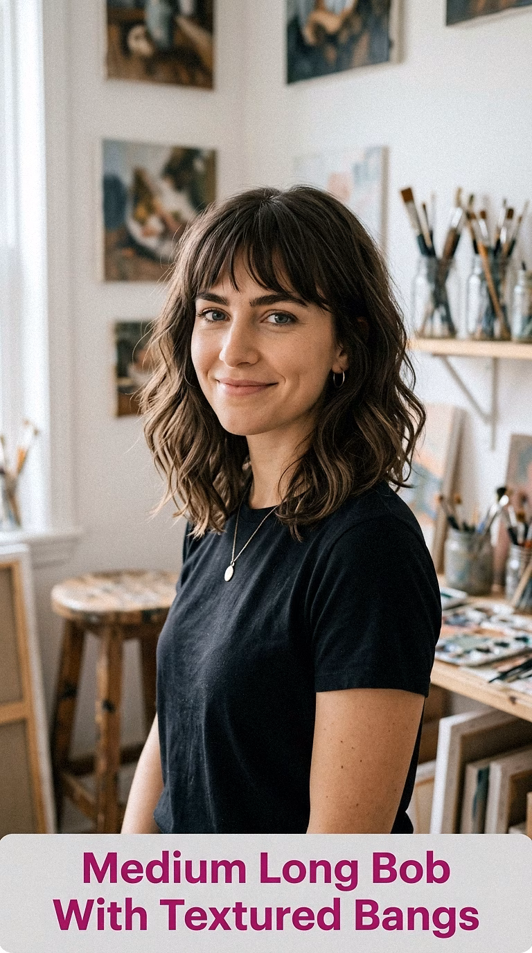 Medium Long Bob With Textured Bangs