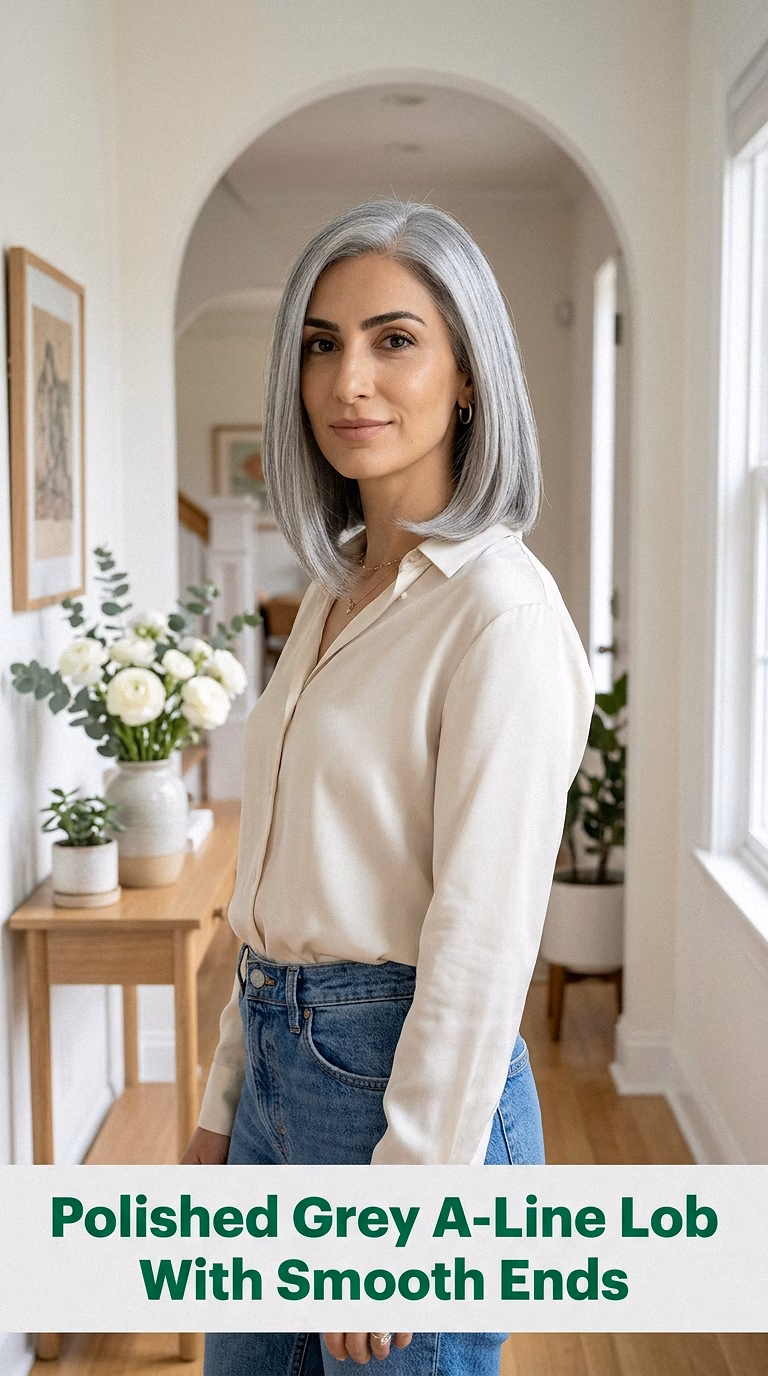 Polished Grey A-Line Lob With Smooth Ends