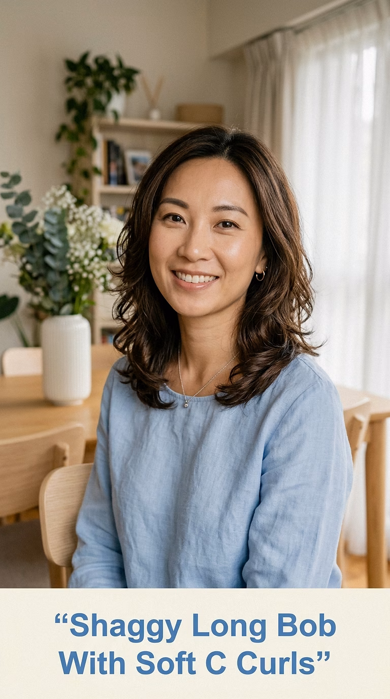 Shaggy Long Bob With Soft C Curls