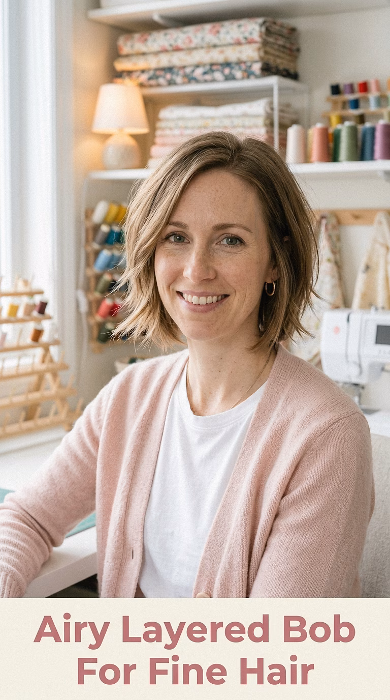Airy Layered Bob For Fine Hair