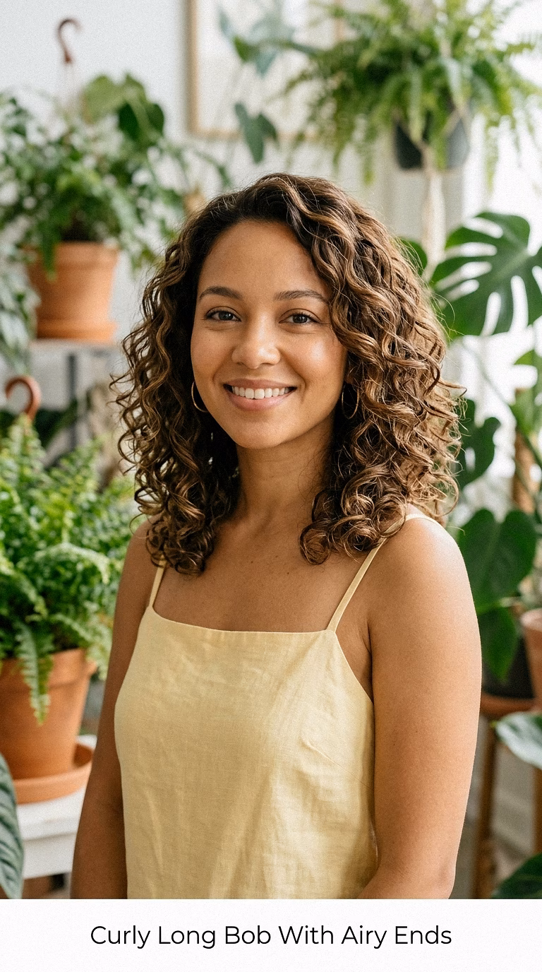 Curly Long Bob With Airy Ends