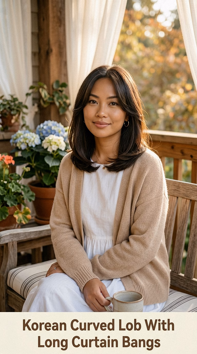 Korean Curved Lob With Long Curtain Bangs
