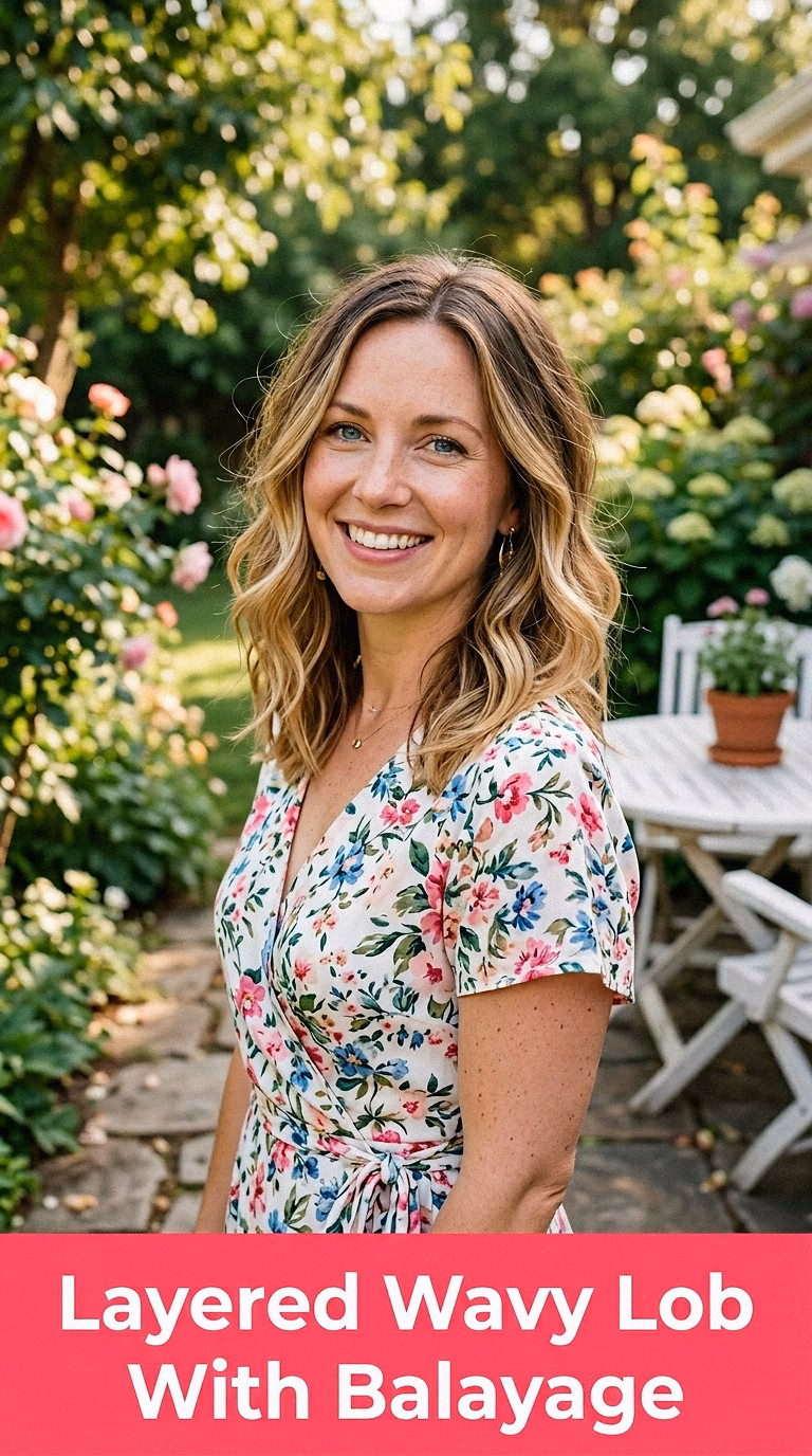 Layered Wavy Lob With Balayage