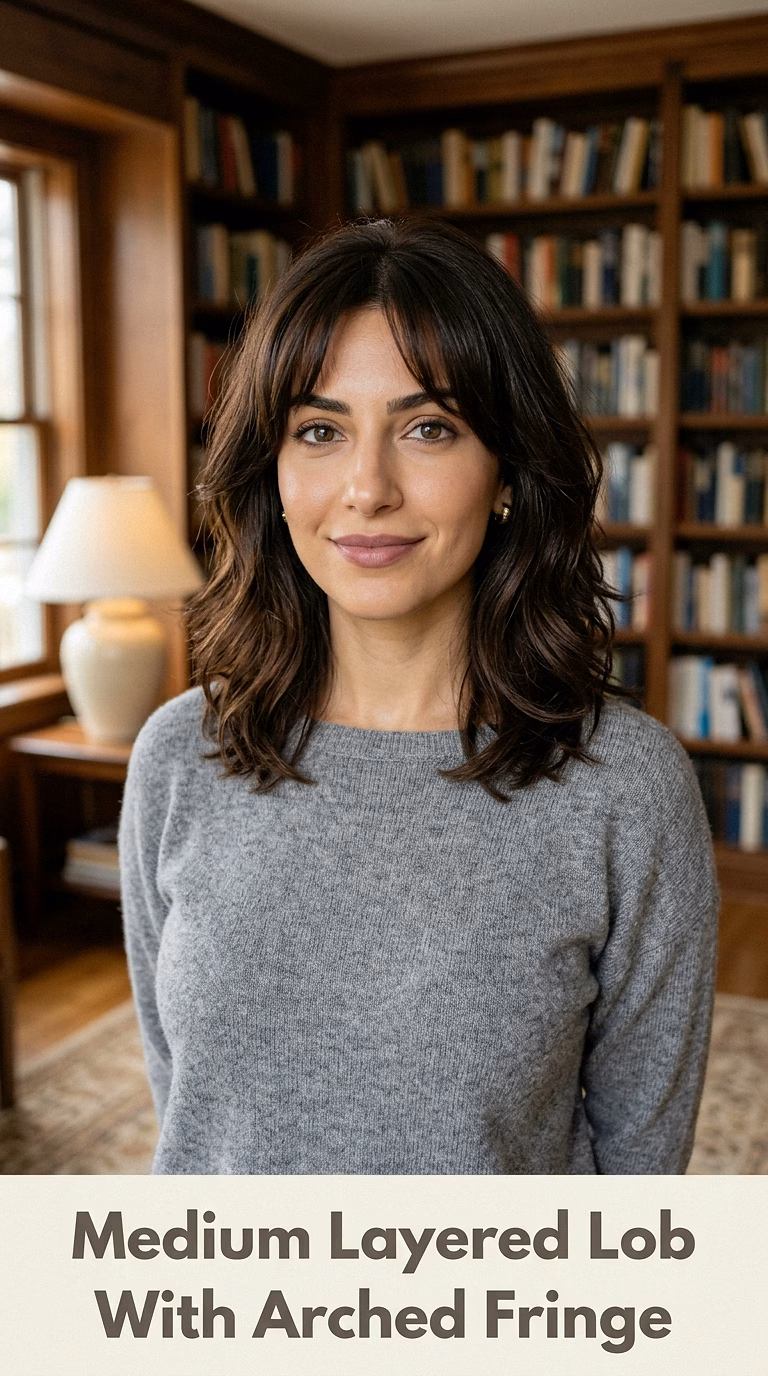 Medium Layered Lob With Arched Fringe