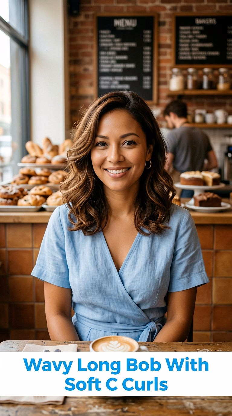 Wavy Long Bob With Soft C Curls