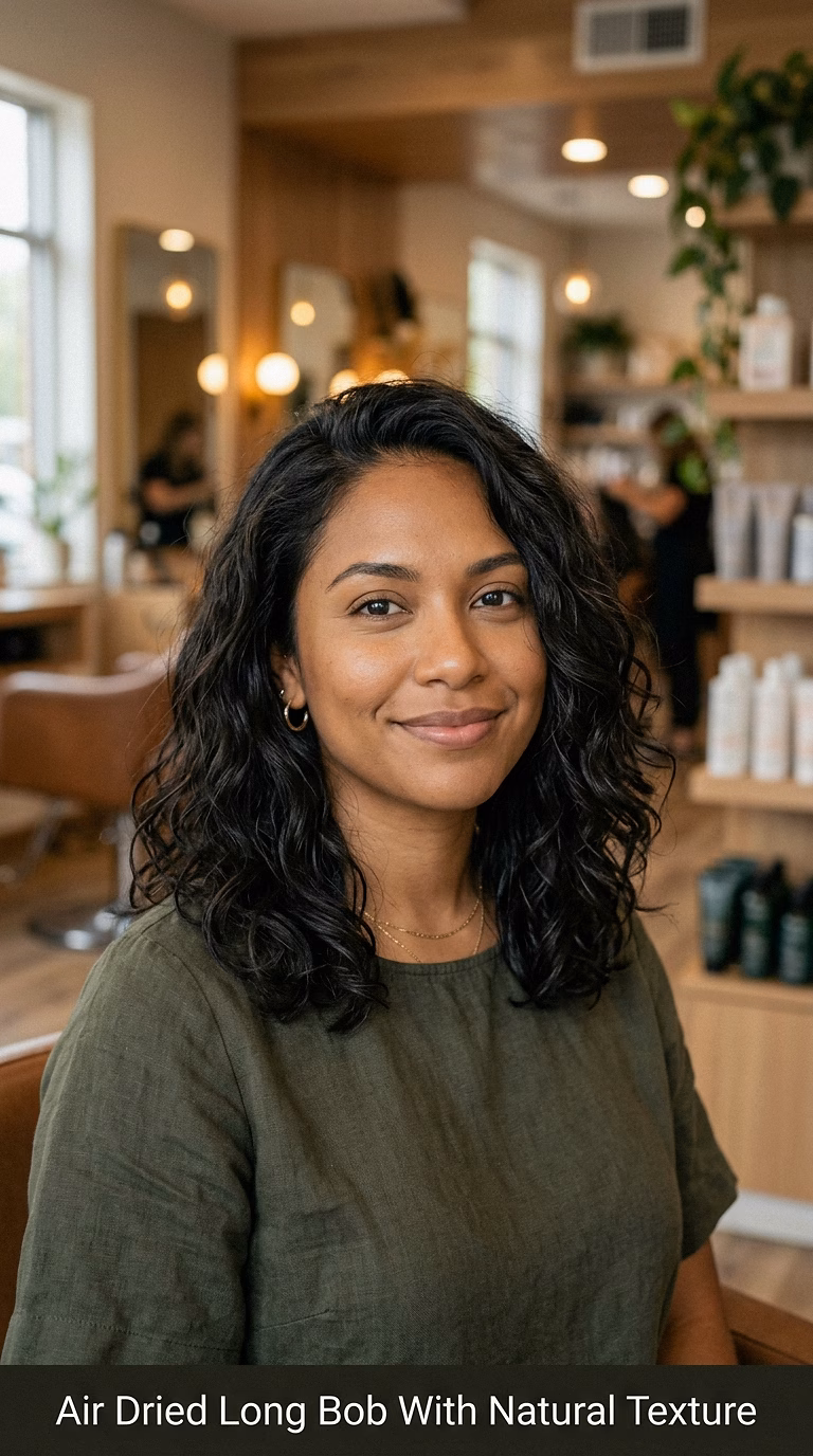 Air Dried Long Bob With Natural Texture