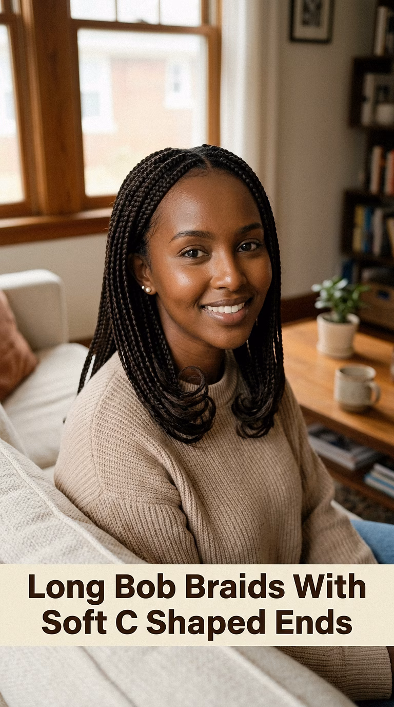 Long Bob Braids With Soft C Shaped Ends