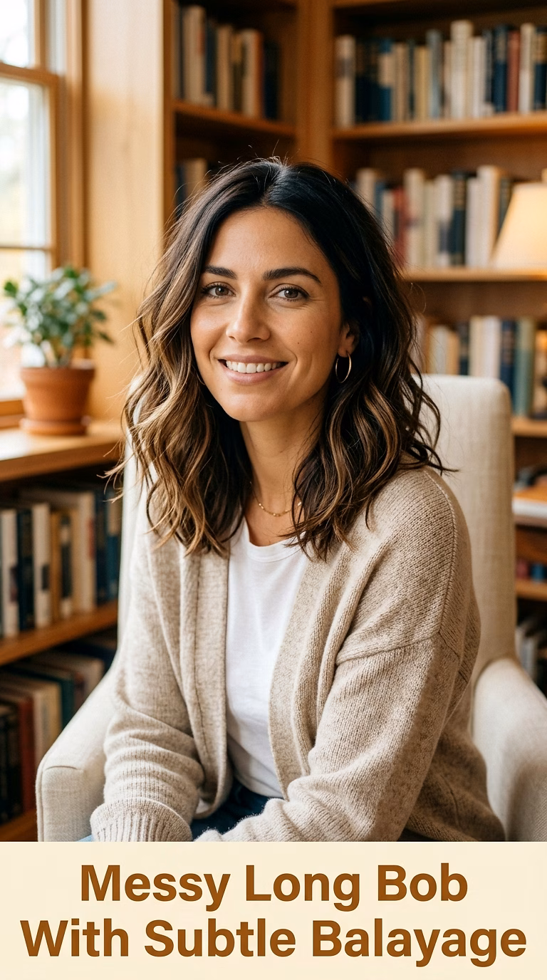 Messy Long Bob With Subtle Balayage
