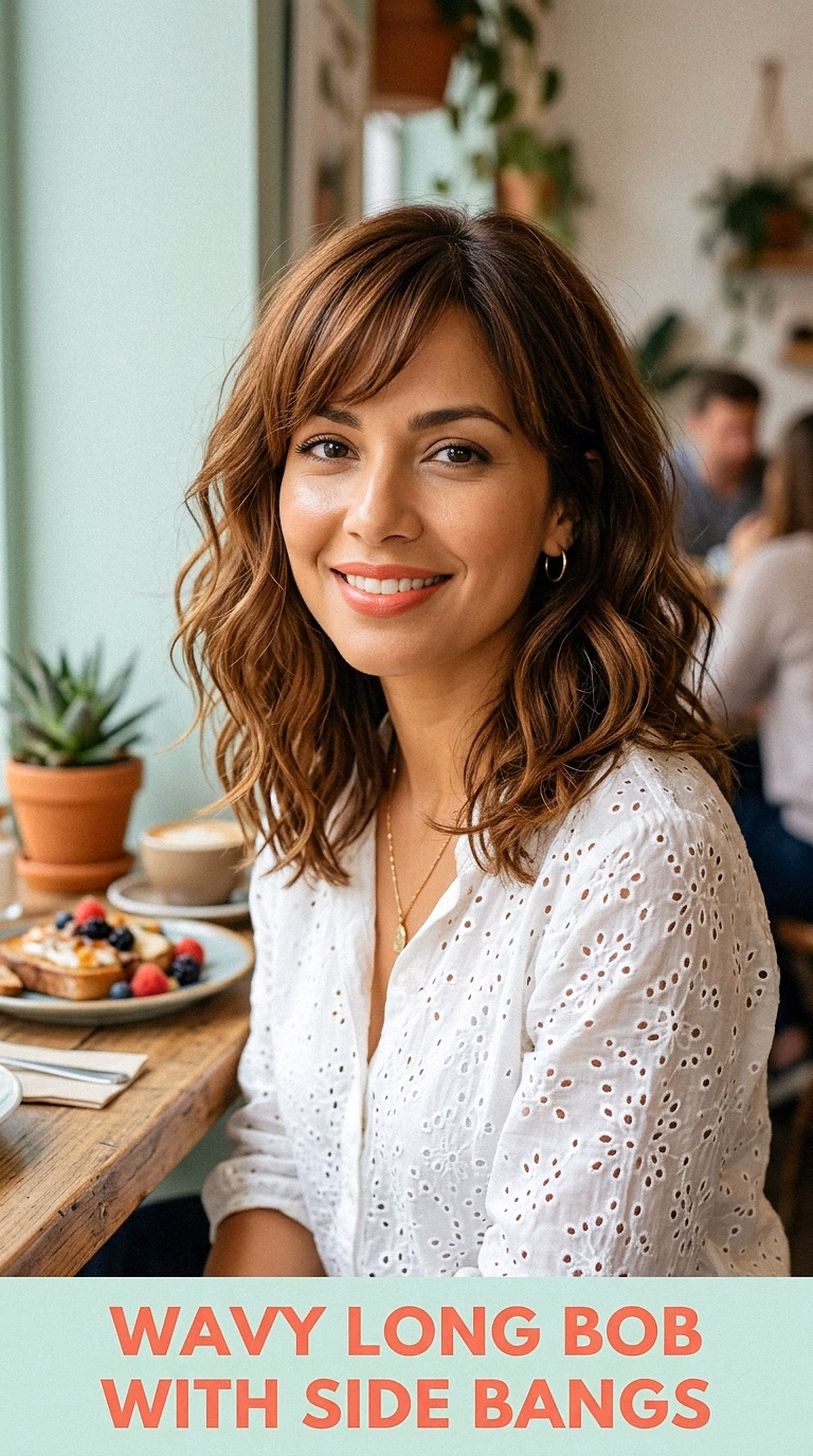 Wavy Long Bob With Side Bangs