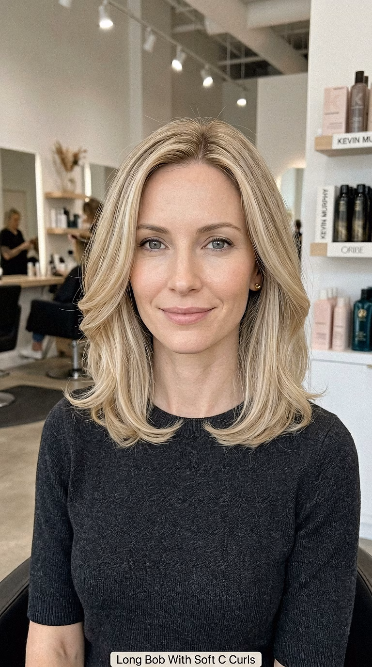Long Bob With Soft C Curls