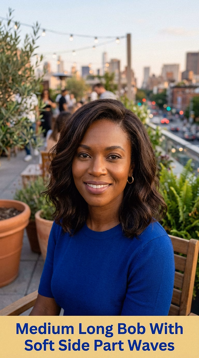 Medium Long Bob With Soft Side Part Waves