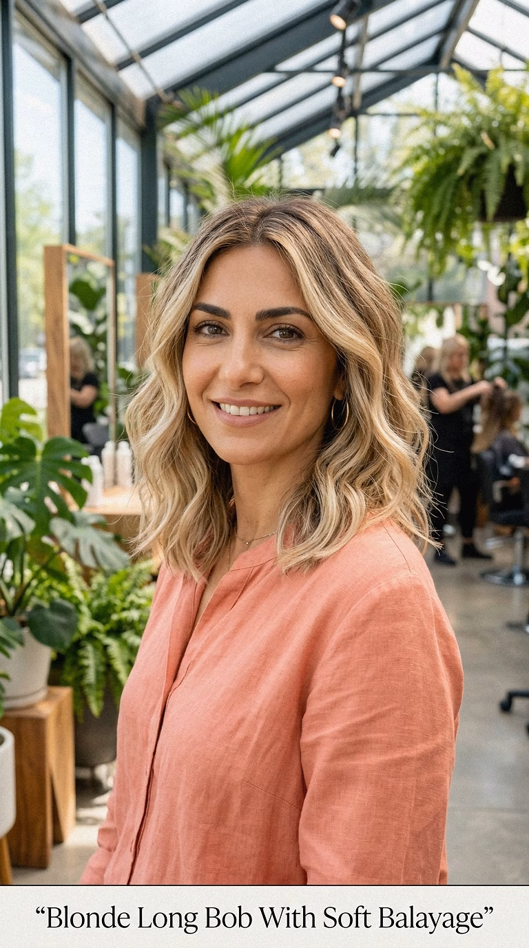 Blonde Long Bob With Soft Balayage
