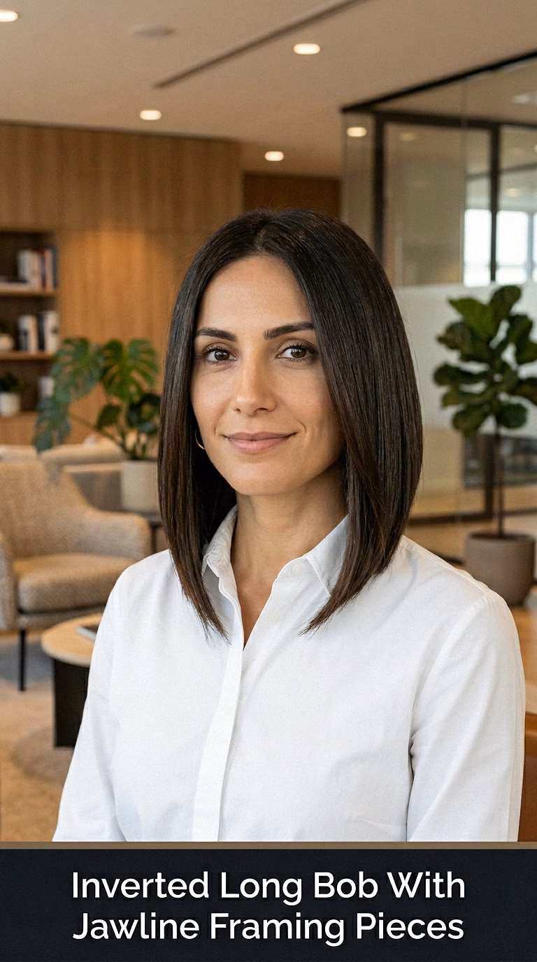Inverted Long Bob With Jawline Framing Pieces