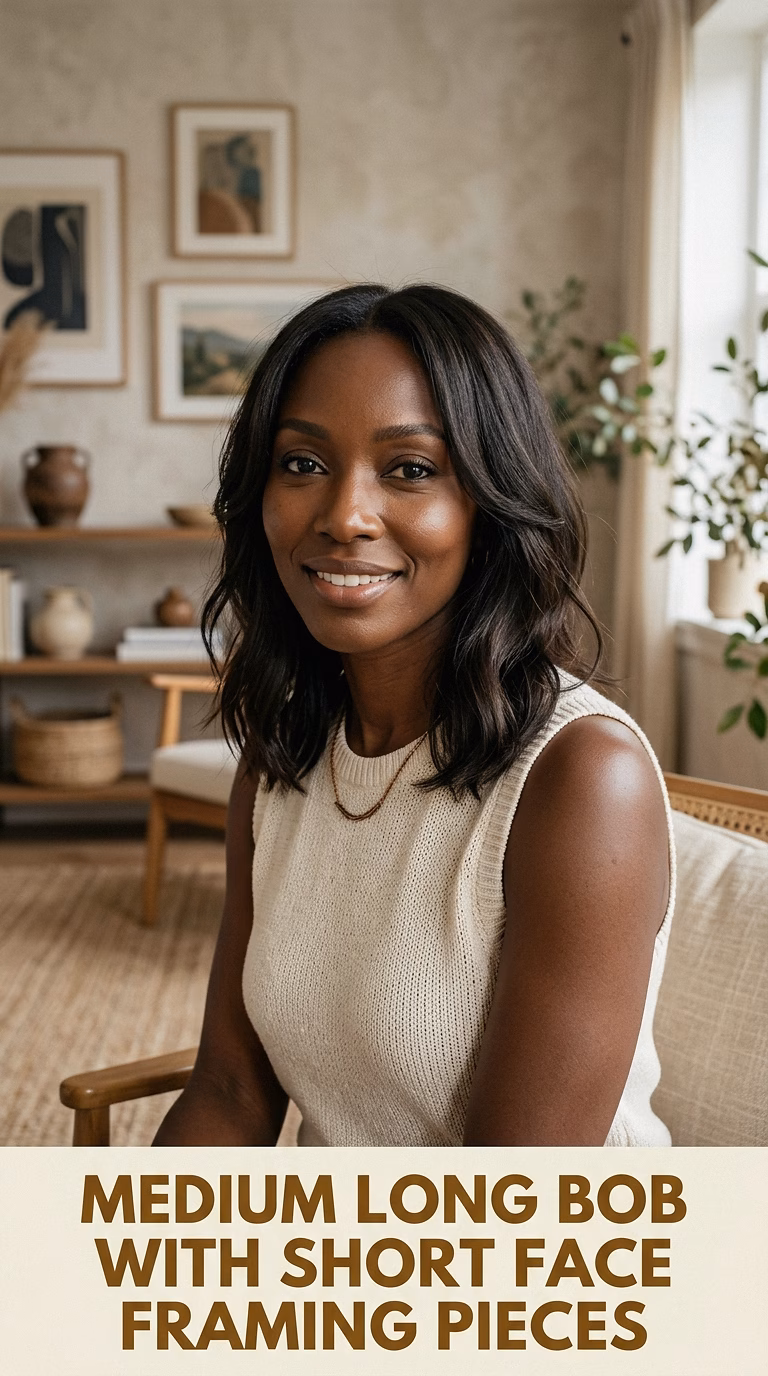 Medium Long Bob With Short Face Framing Pieces