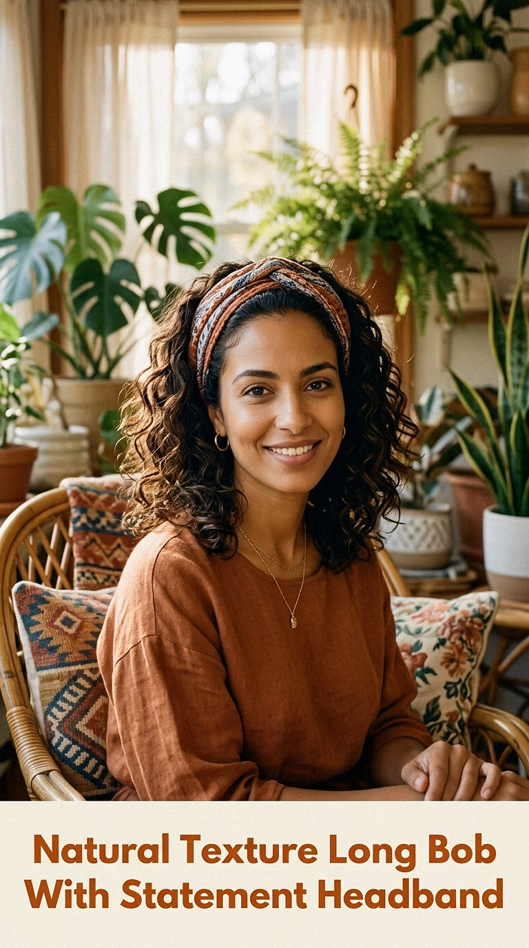 Natural Texture Long Bob With Statement Headband