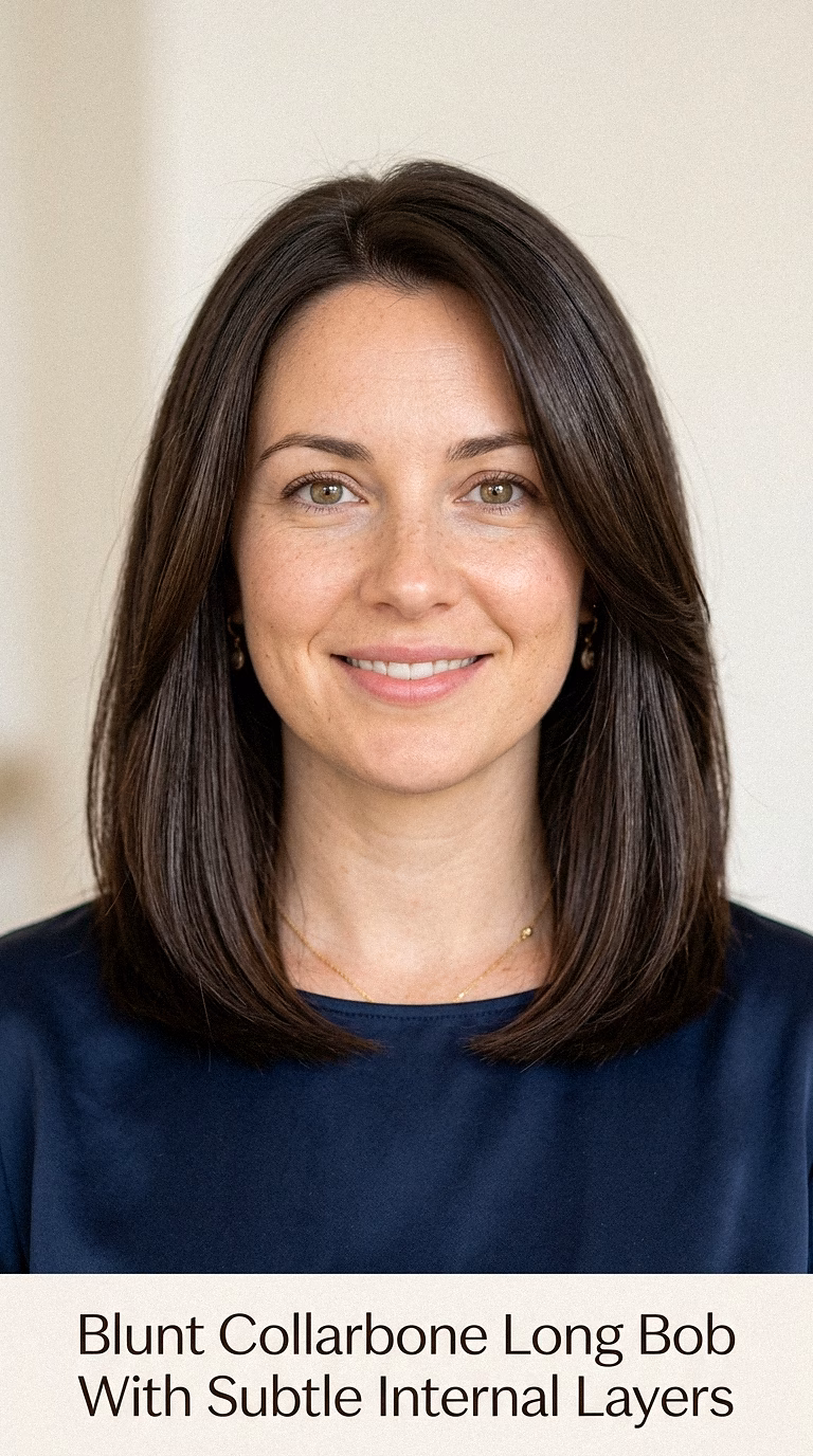 Blunt Collarbone Long Bob With Subtle Internal Layers