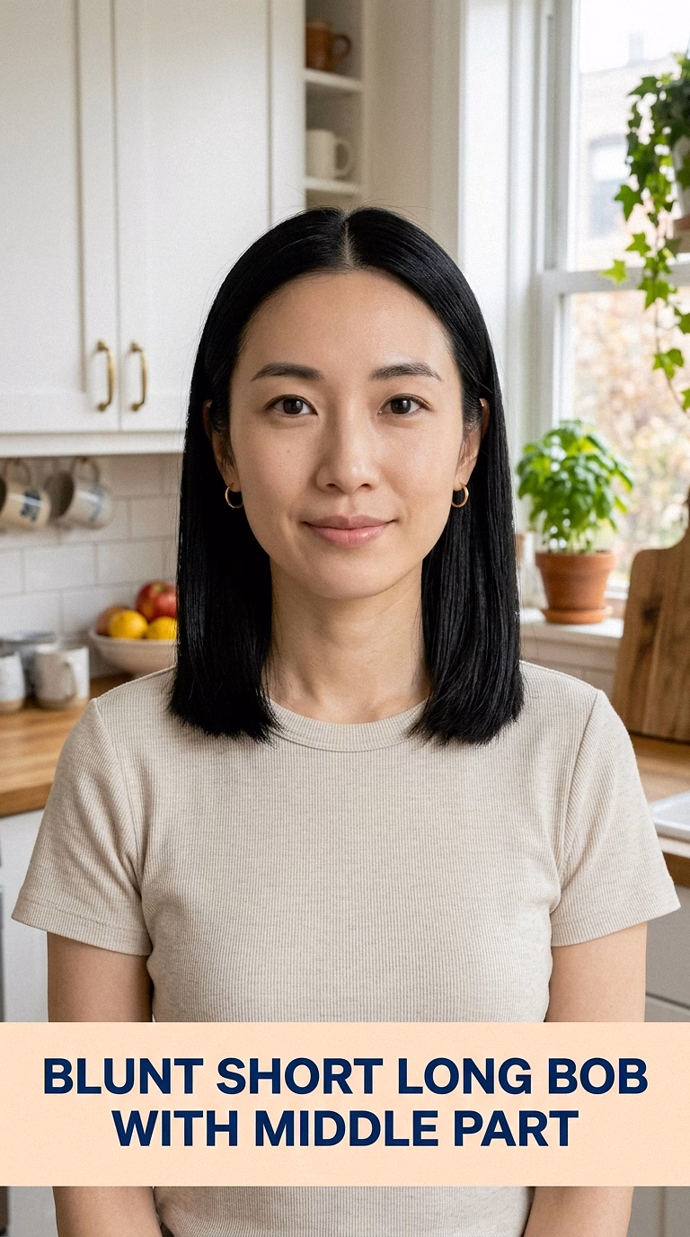 Blunt Short Long Bob With Middle Part