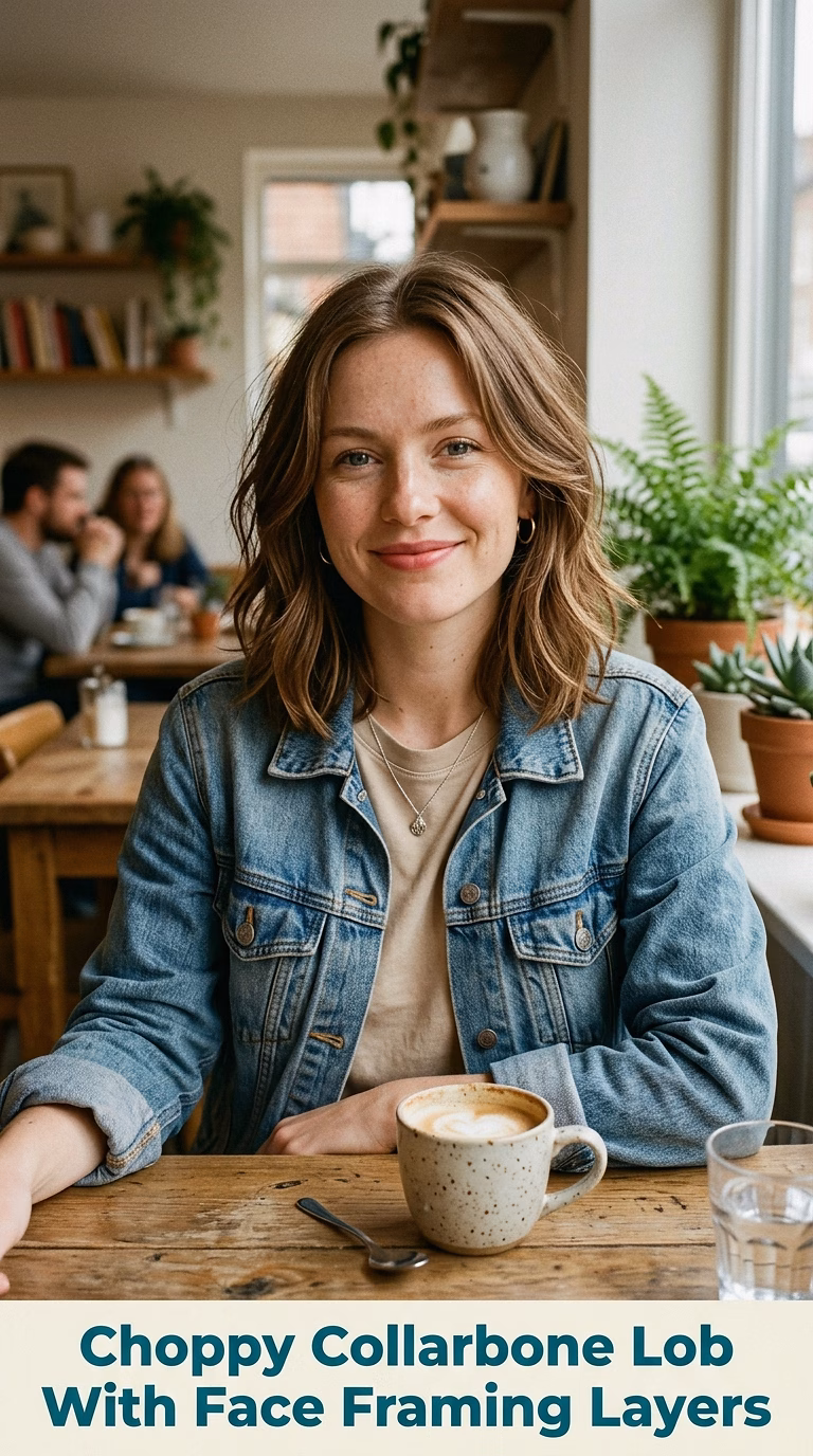 Choppy Collarbone Lob With Face Framing Layers