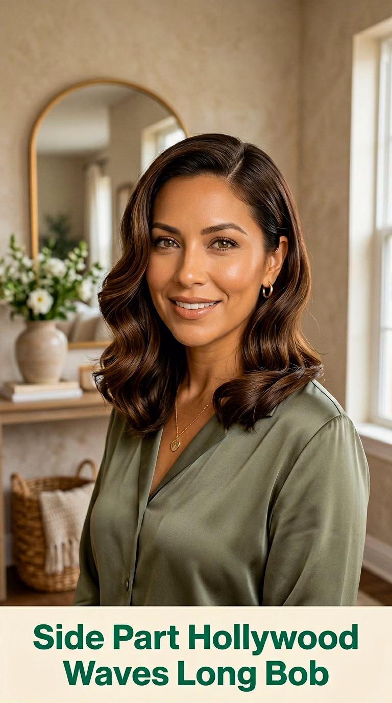 Side Part Hollywood Waves Long Bob
