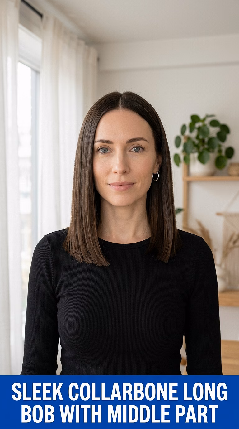 Sleek Collarbone Long Bob With Middle Part
