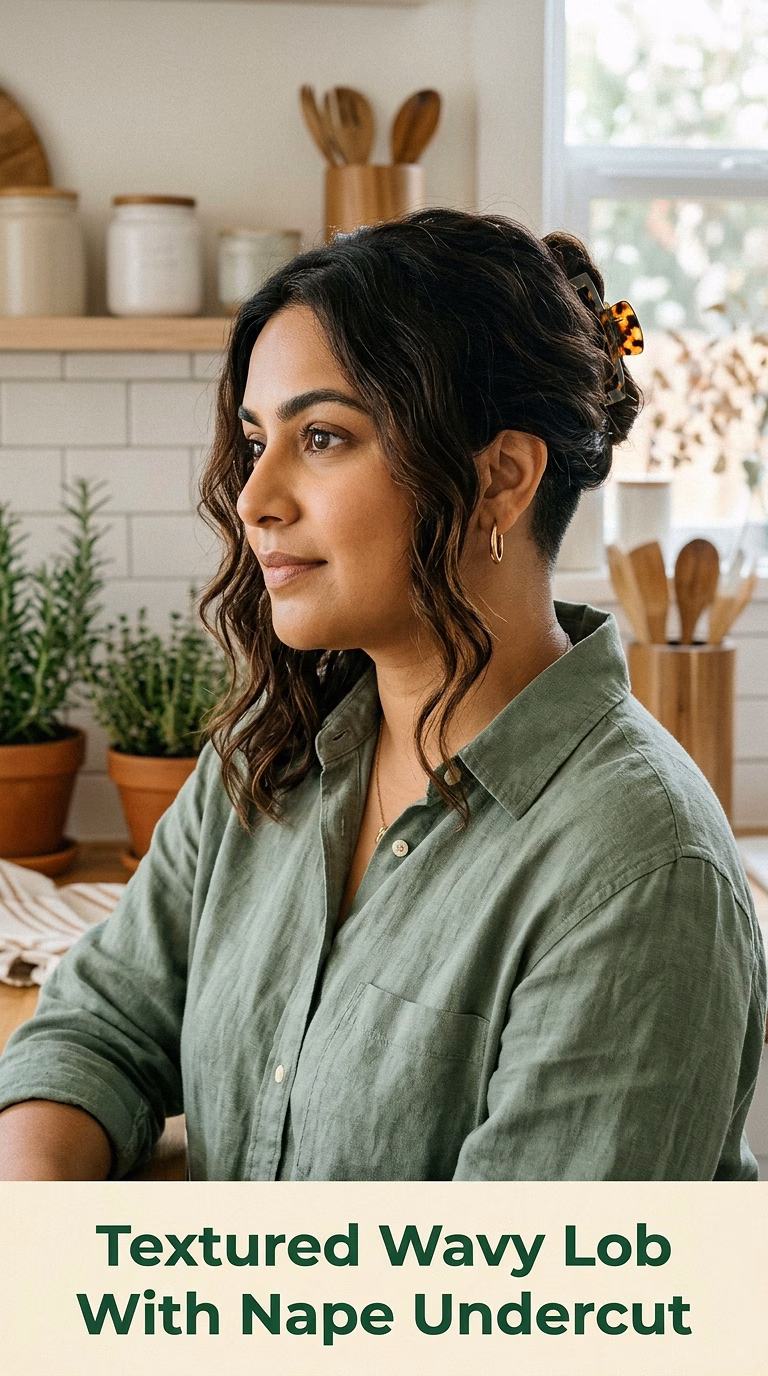 Textured Wavy Lob With Nape Undercut