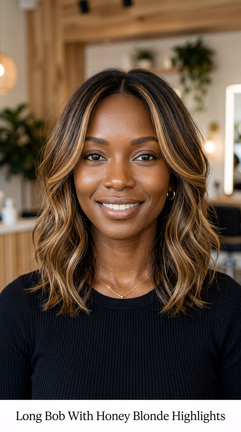 Long Bob With Honey Blonde Highlights