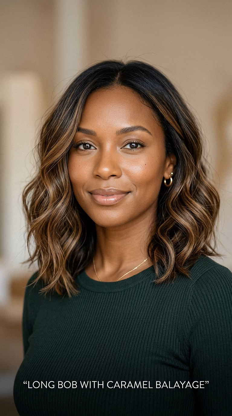 Long Bob With Caramel Balayage